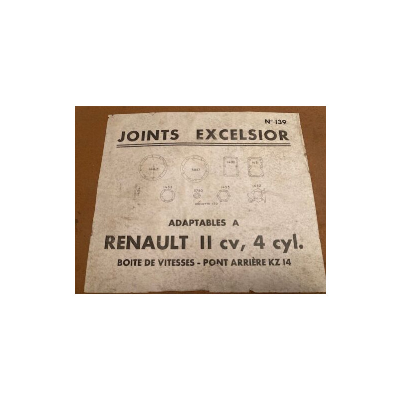 POCHETTE DE JOINTS D'ANCETRES NEUF D'EPOQUE EXCELSIOR RENAULT 11CV